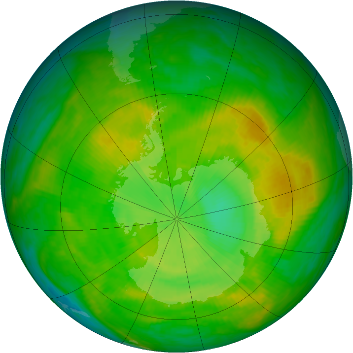 Antarctic ozone map for 13 December 1981